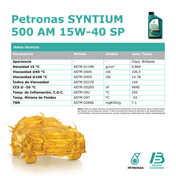 PETRONAS SYNTIUM 500 AM 15W-40 SP - Image 2