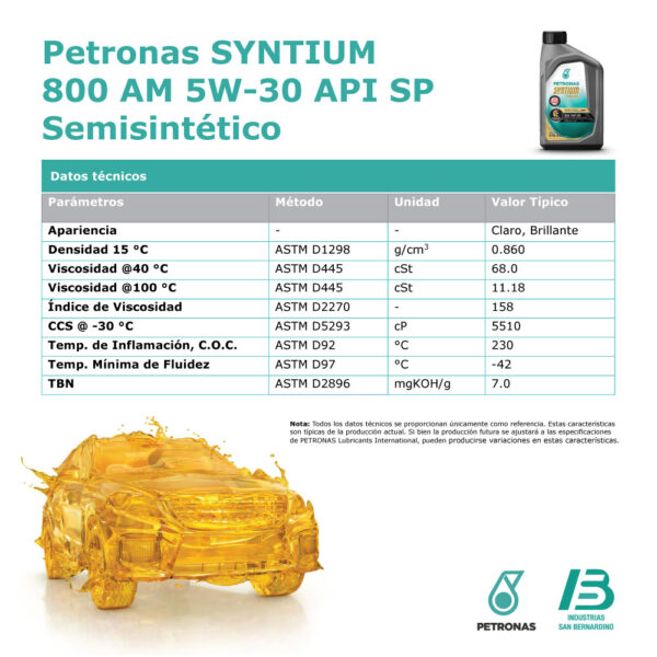 Petronas SYNTIUM 800 AM 5W-30 API SP Semisintético - Image 3